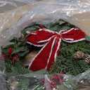 24 Inch Christmas Wreath Decorations, Christmas Wreaths for Front Door with Red Bowknot and Hook, Christmas Door Wreath with Berries for Indoor Outdoor Fireplace Wall Window Christmas Decor (Multicolor)