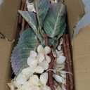 Artificial Flower Fake Silk Hydrangea Heads Bouquet with Stems Bulk for Fall Decoration Table Center Christmas Indoor Outdoor Faux Floral Realistic with Leaves Plants Crafts 8PCS(White)