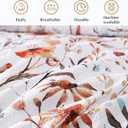CASAAGUSTO Queen Comforter Set, 7 Pieces Bed in a Bag Queen White Floral Comforter Set with Terracotta Flowers Leaves Pattern, Soft Seersucker Design All Season Queen Bedding Set