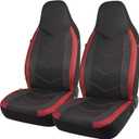 PIC AUTO Car Seat Covers - High Back Front Seat Covers, Sports Carbon Fiber Mesh Design, Universal Fit, Airbag Compatible (Red)