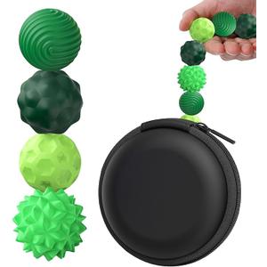 BUSOHA Silicone Fidget Balls - 4Pack Silicone Stress Relief Balls Stone for Adults Sensory Travel Toys for Calming,Stress,Autism and ADHD,Gifts for Teens Adults,Green