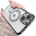 Casechics Compatible with iPhone Case,Luxury Glitter Bling Sparkly[Compatible with Magsafe] Diamond ElectroPlated Soft Shockproof Cover Phone Case (Black,iPhone 11 Pro Max)