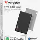 Verbatim My Finder Wallet Tracker  Thin, Rechargeable Bluetooth Card Locator for Wallets, Luggage Tags and More, Compatible with Apple Find My (iOS Only), 2-Pack, Black and Silver