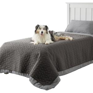 Bedsure 100% Waterproof Bed Cover for Dogs Washable - Non Slip Waterproof Dog Blanket for Bed, Lightweight Furniture Protector Durable for Pet Cat Puppy with Non-Slip Bottom, Blue, 68x82IN