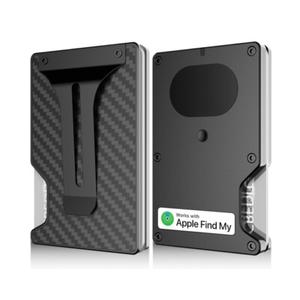 Wallet for Men, Slim Minimalist Wallet Card Holder with Location Tracking, Build in Airtag Chip Compatible with Apple Find My, RFIDBlocking Smart Air Wallet with Money Clip (Black Carbon Fiber)