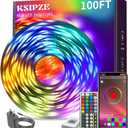 KSIPZE 100ft Led Strip Lights RGB Music Sync Color Changing Led Lights with Smart App Control Remote Led Lights for Bedroom Room Lighting Flexible Home Dcor