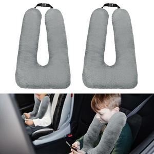 Hoteam 2 Pcs Travel Pillow Car Sleeping Kid Neck U Shaped for The Back Seat Adults Children Head and Body Support Long Distance Journey Accessories (Gray)
