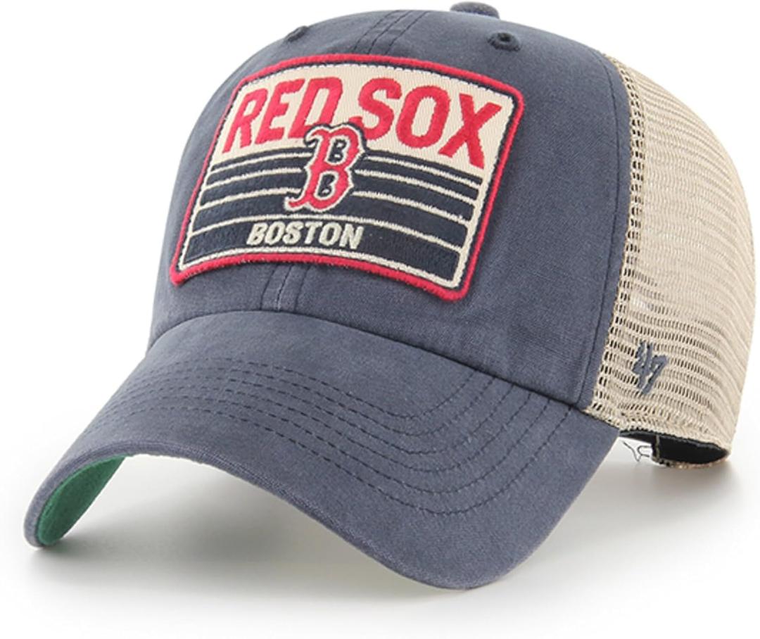 47 MLB Four Stroke Mesh Trucker Clean Up Adjustable Hat, Adult One Size Fits All (Boston Red Sox)