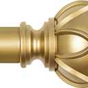 KAMANINA Gold Curtain Rod 72 to 144 Inch (6-12 Feet), Telescoping Single Drapery Rods, 7/8 Inch Heavy Duty Curtain Rods for Windows 66 to 144 Inches, Netted Texture Finials