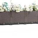Modern Rattan-Style Plastic Raised Garden Bed Set Indoor Outdoor Plastic Planter Grow Box for Flowers Vegetables and Herb (Pack of 4) (Rectangle)