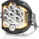5 Inch 50W LED Driving Light, 5000LM Offroad Light IP67 Waterproof Round Work Light Spot Flood Combo for Wrangler, ATV, SUV, UTV, Trucks, Pickup, 4x4, F150 - Pack of 1