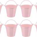 PATIKIL 2.4"x2" Small Metal Buckets with Handle, 8 Pcs Mini Galvanized Colorful Easter Buckets for Crafts Party Favors Decoration, Pink
