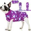 PetWarm Recovery Suit for Dogs, Dog Recovery Suit, Substitute E-Collar Cone Prevent Dog Onesies Pet Surgery Recovery Suit Female Male Dog Onesie for Spay Neuter, Unicorn Pattern, Purple, XL (X-Large (Back:20.1-24.8'', Weight:42-75LB), Pink)