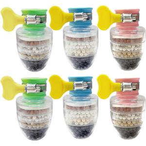 6 Pcs Faucet Water Filter,6 Layer Cartridge Activated Carbon Filters Water Filter Faucet, Faucet Water Purifier Replacements for Sink Applicable 1/2inch - 3/4inch Faucet(Random)