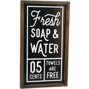 Lavender Inspired Fresh Soap and Water Sign-Farmhouse Bathroom Wall Decor-Rustic Bathroom Signs-Farmhouse Home Decor-Bath Sign-Guests Room Decor-Powder Room Sign-Housewarming Gifts (Black)