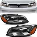 Headlights Assembly Compatible with 2012 2013 2014 2015 Volkswagen VW Passat - Replace 561941005D, 561941006D, 3411131LAS2, 3411131RAS2, VW2502148, and VW2503148 - Driver & Passenger Side