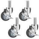RILIDRI 3-Inch Caster for Wire Shelving Racks, Heavy Duty Scaffolding Wheel with Brake, Set of 4 Metro Shelving Replacement Wheels(.864" x 2-3/16")