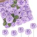 N&T NIETING Artificial Flowers, 50pcs Lavender Fake Rose Flowers with Stem for DIY Wedding Bouquets Centerpieces Arrangements Party Baby Shower Home Decorations