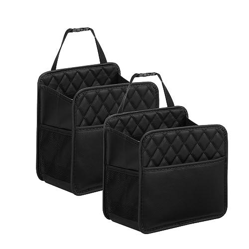 LXUNYI Car Organizer Back Seat, 2 Pack Waterproof Pu Leather Car Seat Storage Bag Large Foldable Universal Hanging Car Seat Back Organizer for Kids & Adults with Cup Holders Car Travel Accessories