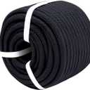 Braided Polyester Arborist Rope (3/8 inch X 100 feet) High Strength Bull Rope for Tree Work Truck Securing Camping Swing, Black