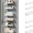 HapiRm Over Door Organizer Storage - Separable Door Organizer Hanging with 6 Metal Large Capacity Baskets for Bathroom Bedroom Kitchen Pantry Closet (White)
