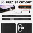 TUCCH Wallet Case for iPhone 17 (6.3") 2025, RFID Blocking 4 Card Slots, Kickstand, Shockproof TPU Shell, PU Leather, Magnetic Closure, Protective Flip Folio Cover, Black & Brown