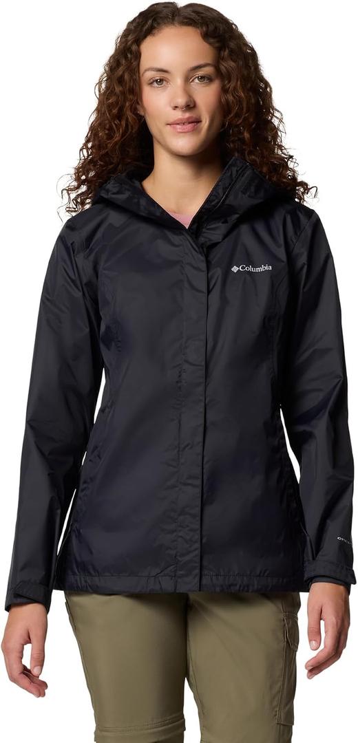 Columbia Womens Arcadia II Waterproof Rain Jacket, Black, Large