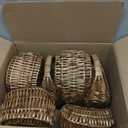 Hushee 6 Pcs Small Flower Girl Basket Small Wicker Basket with Handle and Waterproof Lining 6.7 x 6.5 x 4.3 Inch Rattan Tiny Easter Baskets for Wedding Flowers Sweets Gifts Picnic Storage Home Decor