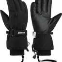 Ski Gloves,-30 Men Women Winter Gloves,5-Layer Waterproof Cold Weather Gloves,Touchscreen Anti-Slip Snow Gloves for Skiing Snowboarding (Medium, Black)