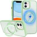 ZHK 360 Rotatable Ring for iPhone 11 Case Magnetic, [Military Grade Drop Proof] [Translucent Frosted Back Panel] Slim Non-Slip Matte Phone Case for iPhone 11 6.1'', Grass Green