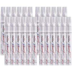 Overseas White Paint Pens Permanent Markers 24 Pcs, Oil Based Paint Markers Set, Quick Drying, Waterproof, Medium Tip Marker Pens for Metal, Rock, Wood, Plastic, Canvas, Glass, Stone, Rubber, Paper