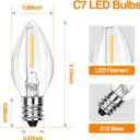 C7 Replacement Bulbs, 25 Pack Clear Warm White LED Christmas Light Bulbs, E12 Candelabra Base, Commercial Grade for Outdoor Halloween String Lights, Holiday Party Dcor
