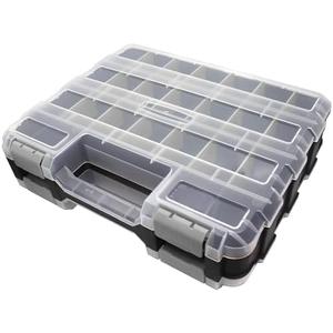 Double Side Tool Box Organizer, Hardware Storage Box, Portable Small Parts Organizer with Removable Plastic Dividers for Screws, Nuts, Nails, Bolts, Gray