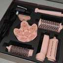 Atopskins 8-in-1 Hair Dryer Brush & Hot Air Styler, 110,000 RPM Blow Dryer Brush Foldable LCD Display, 4 Heat Settings Auto Curler Fast Drying Curling Straightening for Salon & Travel (Pink)