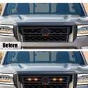 Seven Sparta LED Grill Lights Compatible with 2022-2024 Nissan Frontier S SV PRO-X PRO-4X SL Long Bed SV Hardbody Edition OEM Grille, Nissan Frontier Accessories (Amber Shell with Amber Lights)