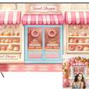Donut Sweet Shop Backdrops for Photoshoot, Pink Bakery Girls Tea Birthday Party Picture Decorations Wall Backdrop for Photography Decor Banner, Photographic Studio Photo Backgrounds 7X5 FT