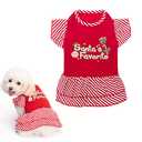 EXPAWLORER Dog Christmas Dress for Small Dogs,Puppy Costumes Pet Clothes Holiday Girl Dogs Shirt with Santa's Favorite Pattern,Party Dog Vest Dresses Cat Apparel Sweater Warm Skirt