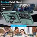 Janmitta Compatible with Samsung Galaxy A36/A56 5G Case Built in Slide Camera Lens Cover+Screen Protector+Finger Ring Holder Kickstand,Heavy Duty Shockproof Full Body Phone Cover,2025 Dark Green