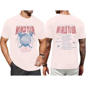 HOTHYPOP Around The World Shirt Men Magical World Tour Graphic T Shirt Funny Traveler Vacation Magic Kingdom Short Sleeve Tops