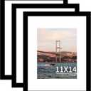 11x14 Picture Frame 3 Pack - Black Poster Frame Display Pictures 8x10 with Mat or 11 x 14 Without Mat for Wall Hanging Horizontal and Vertical