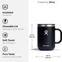 Hydro Flask Coffee Mug Insulated Stainless Steel, Non Spill, Leak Resistant Travel Mug 24 Oz Tonal Black