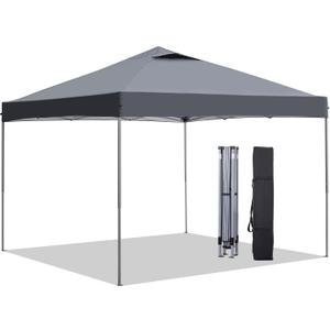 GDY 10x10 Pop Up Canopy Tent, Easy Set up Outdoor Silver Coated Beach Gazebos, Carpas for Pool, Events, Parties, and Camping, Grey.