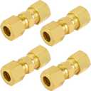 MuHize Compression Union Fittings Kit - 4 Pack 5/16 Inch Heavy-Duty Brass, Corrosion Resistant Tube Connector for Trucks Industrial Lines