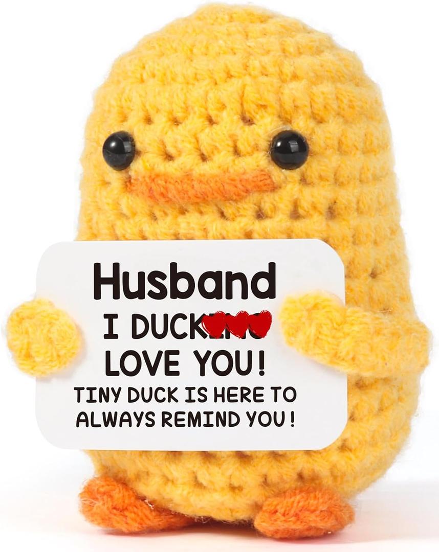2 x MBL Gifts for Husband Valentines Anniversary - Valentine's Day Funny Crochet Duck Wedding Birthday Christmas Stocking Stuffers Father's Gift for Husband Him Men Boyfriend from Wife, I Duck Love You