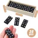Hungdao 36 Pack Mini Dominos Set for Kids Adults Bulk Double 6 Dominoes 28 Tiles Wooden Traditional Board Games Double Six Standard Dominoes Party Favors Gifts Travel Family Games Toys with Wood Case