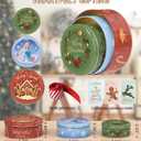 Christmas Cookie Tins with Lids, Set of 3 Larger Holiday Containers for Homemade Cookies, Gifts, Treats, Reusable Round Metal Storage Boxes with 3 Premium Greeting Cards & 16.5ft Ribbon
