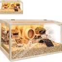 Prolee Hamster Cage Chewproof Wooden 24 Inch Guinea Pig Cages Mice and Rat Habitat Openable Top with Acrylic Sheets Solid Built