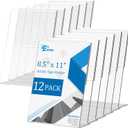EHWINE 12 Pack Acrylic Sign Holder 8.5 x 11, L Shape Clear Plastic Display Stand, Slanted Back Picture Frame Menu Flyer Paper Display Stand up Table Top Sign Holders for Restaurant, Office and School