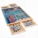 Wooden Puzzle Board with 4 Sliding Drawers - 25" x 19" Jigsaw Puzzle Organizer for 300 & 500 Pieces - Portable Smooth Surface Puzzle Table for Adults and Seniors