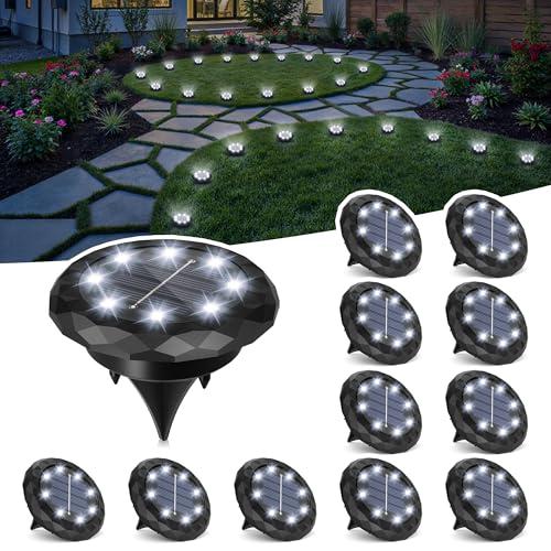 SOLPEX Mini Solar Ground Lights, 10 Pack Solar Lights Outdoor Waterproof, Landscape Lighting for Garden Pathway Driveway Walkway (Cool White)